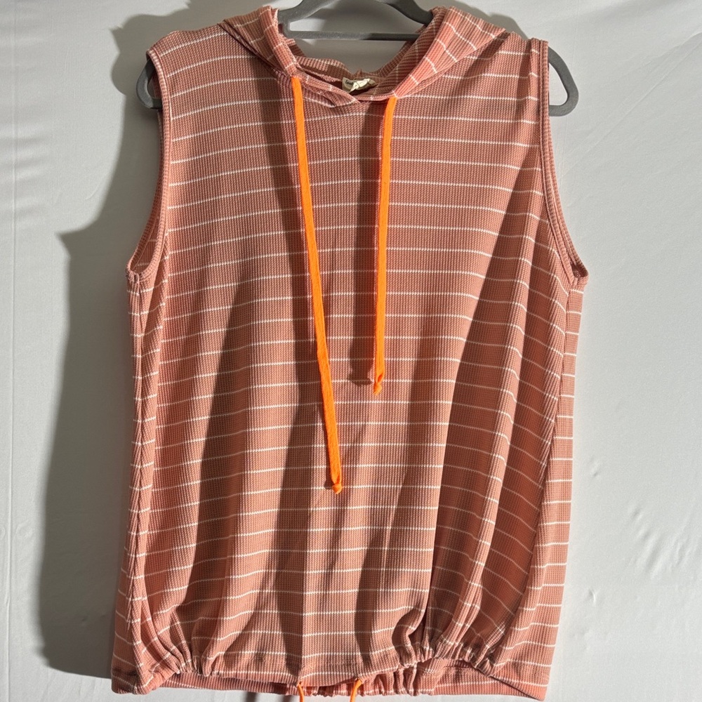 Lovely Melody Sleeveless Hoodie - Pink and Orange